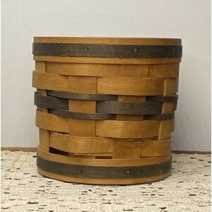 Vintage Basket Handmade Signed 1993 Carnation Baskets Rustic Decor Woven Wood